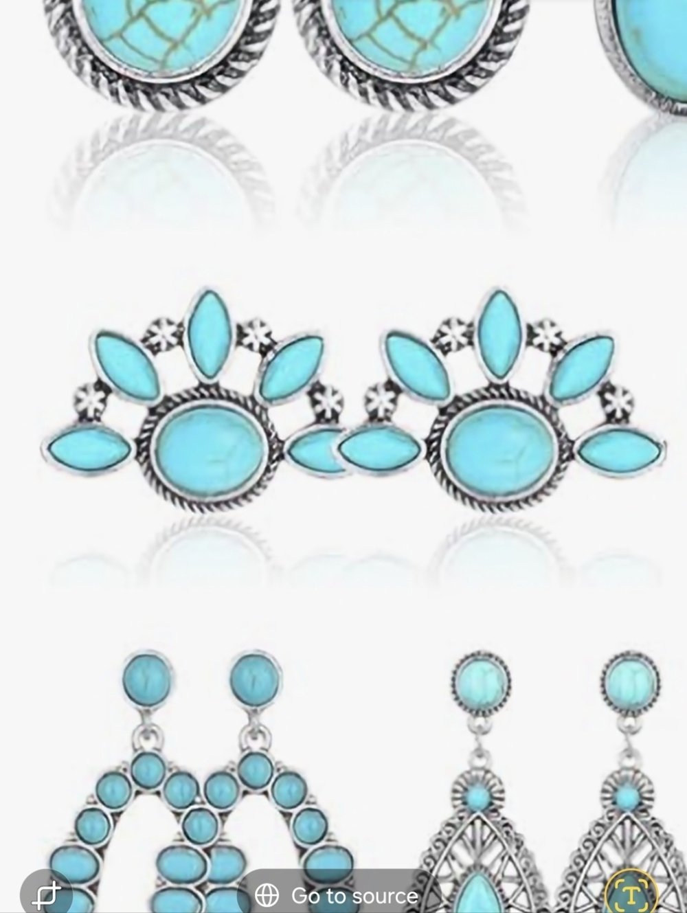 🔷️ Turquoise Statement Cluster Stud Earrings - Silver NWT
